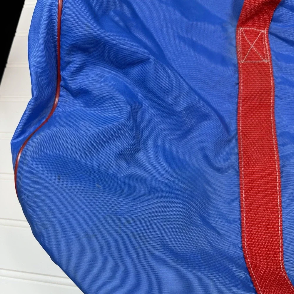 Vintage Little League Baseball‎ Crest Sponsor Duffle Bag Blue And Red